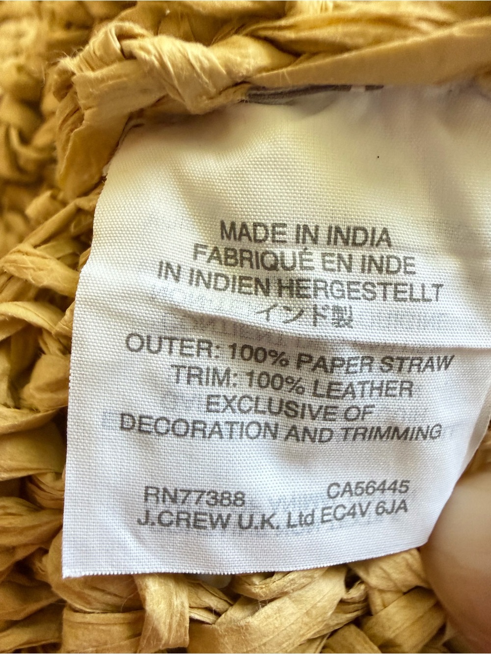 J. Crew Woven Market Tote with Brown Leather Straps - Picture 6 of 7